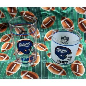 Lot‎ Of 2 NFL Collectible 1980's New York Giants Mobil Oil Drinking Glasses
